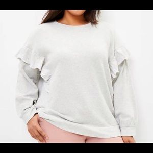 NWT Loft Plus Gray Sweatshirt w Ruffle Details